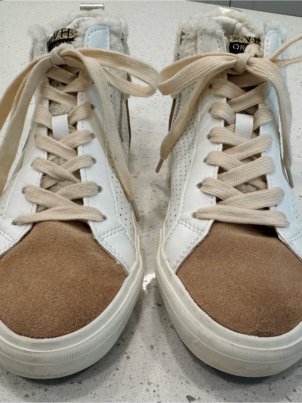 Vintage Havana Lester Faux-Shearling Suede Trim High-Top Sneakers